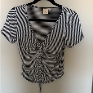 Ruched striped shirt